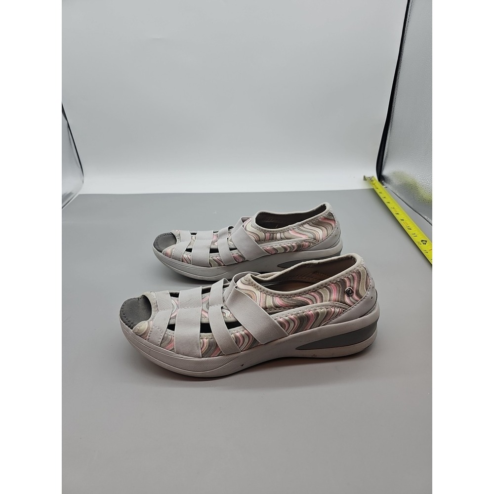 Bzees Shoes Womens Frill Loafer Flat Gray Slip On Breathable Strap Abstract 10 M